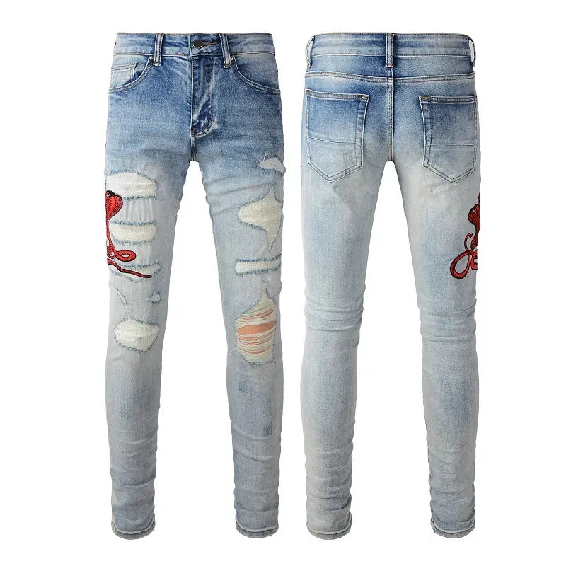 Amiri Red Snakes jeans