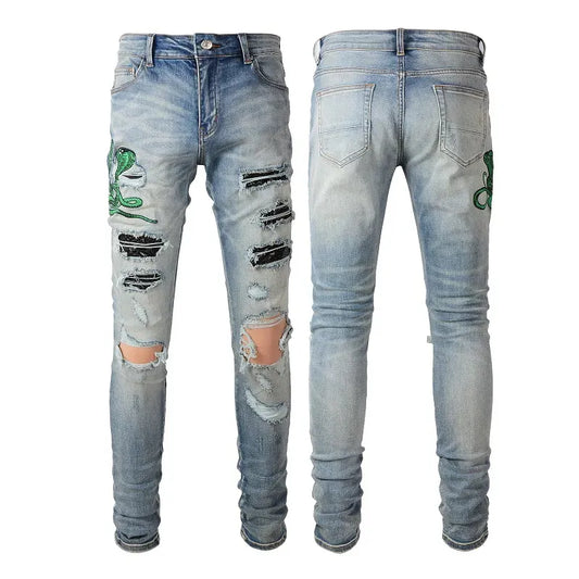 Amiri Green Snakes jeans